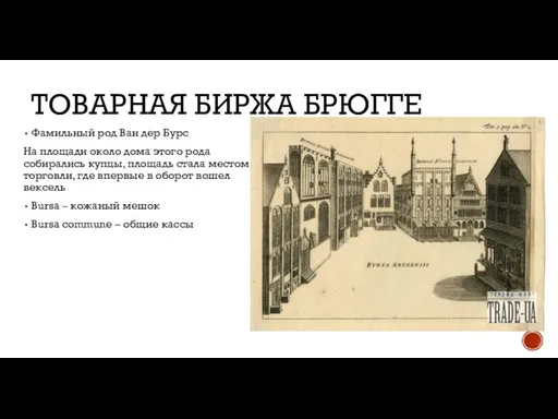 ТОВАРНАЯ БИРЖА БРЮГГЕ Фамильный род Ван дер Бурс На площади около дома