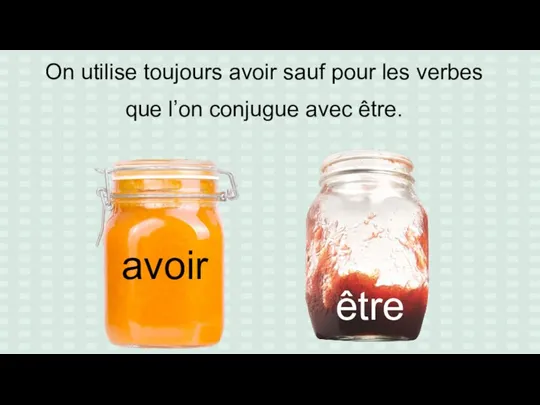 On utilise toujours avoir sauf pour les verbes que l’on conjugue avec être. avoir être