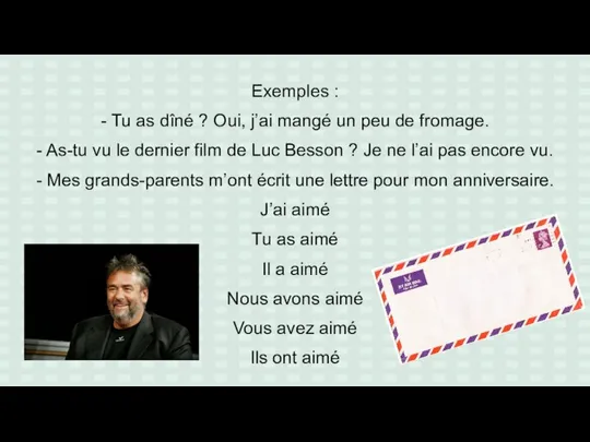 Exemples : - Tu as dîné ? Oui, j’ai mangé un peu