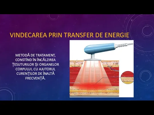 VINDECAREA PRIN TRANSFER DE ENERGIE METODĂ DE TRATAMENT, CONSTÎND ÎN ÎNCĂLZIREA ȚESUTURILOR