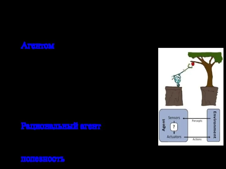 Создание рациональных агентов Агентом является все, что может рассматриваться как сущность, воспринимающая