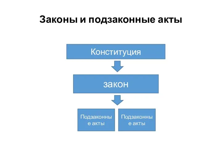 Законы и подзаконные акты Конституция закон Подзаконные акты Подзаконные акты