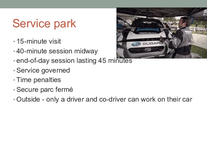 Service park 15-minute visit 40-minute session midway end-of-day session lasting 45 minutes