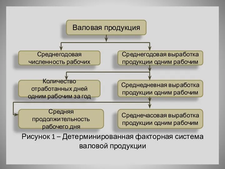 Рисунок 1 – Детерминированная факторная система валовой продукции Валовая продукция Среднегодовая численность