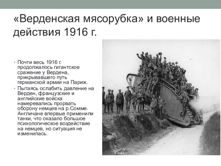 «Верденская мясорубка» и военные действия 1916 г. Почти весь 1916 г. продолжалось