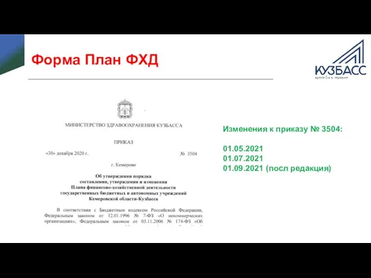 Форма План ФХД Изменения к приказу № 3504: 01.05.2021 01.07.2021 01.09.2021 (посл редакция)