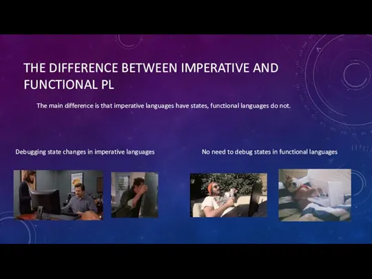 THE DIFFERENCE BETWEEN IMPERATIVE AND FUNCTIONAL PL The main difference is that