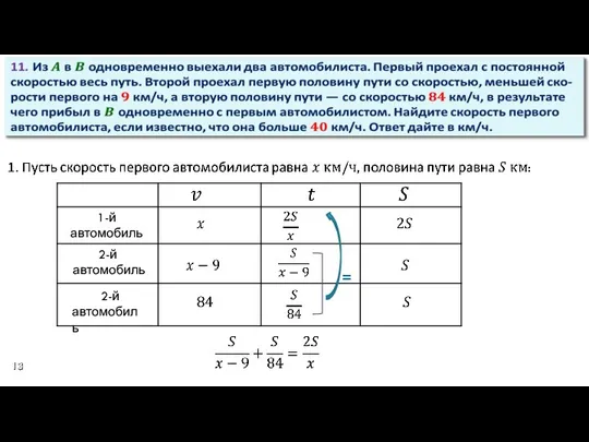 1-й автомобиль 2-й автомобиль 2-й автомобиль =