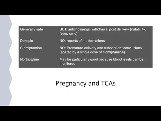 Pregnancy and TCAs