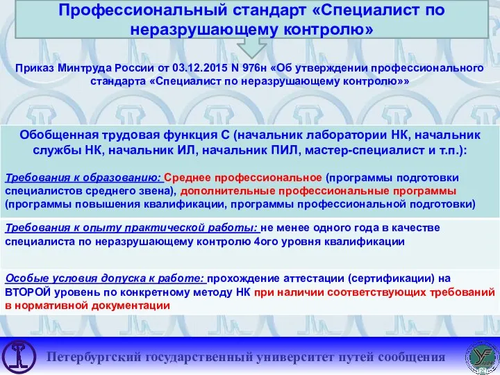 Профессиональный стандарт «Специалист по неразрушающему контролю» Приказ Минтруда России от 03.12.2015 N