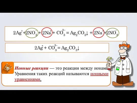 Ионные реакции — это реакции между ионами. Уравнения таких реакций называются ионными