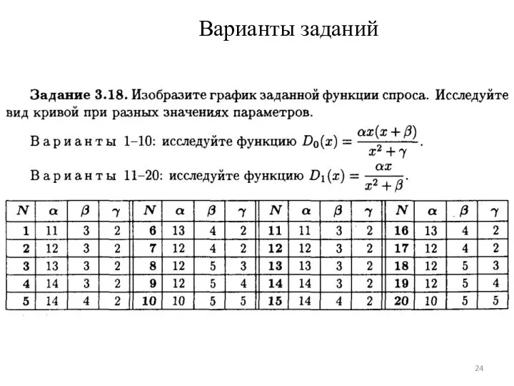 Варианты заданий