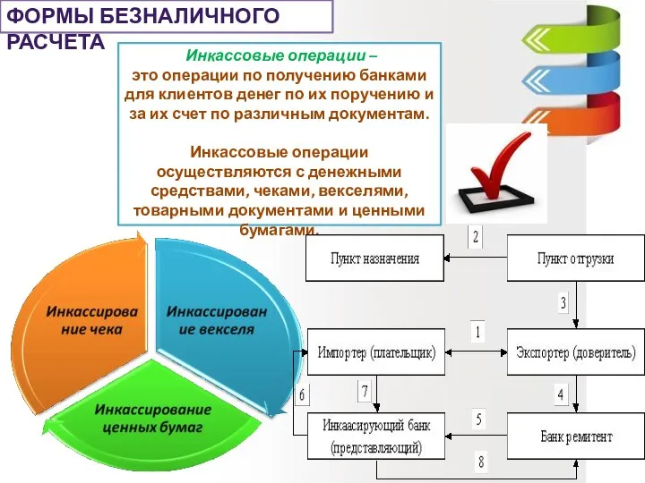 ФОРМЫ БЕЗНАЛИЧНОГО РАСЧЕТА Инкассовые операции – это операции по получению банками для