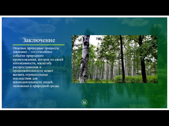 Заключение Опасные природные процессы (явления) – это стихийное событие природного происхождения, которое