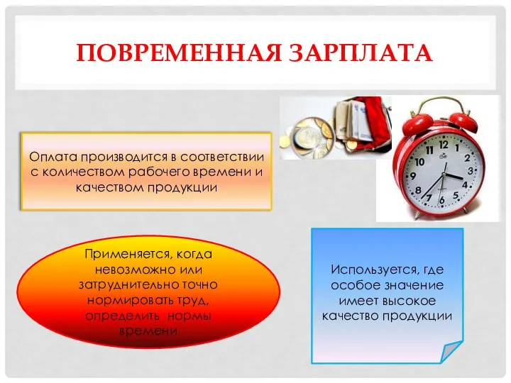 ПОВРЕМЕННАЯ ЗАРПЛАТА Оплата производится в соответствии с количеством рабочего времени и качеством