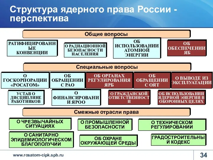 Структура ядерного права России - перспектива Специальные вопросы Общие вопросы О РАДИАЦИОННОЙ