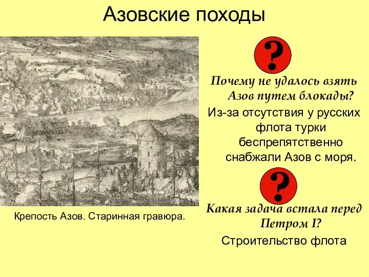 Азовские походы Почему не удалось взять Азов путем блокады? Из-за отсутствия у