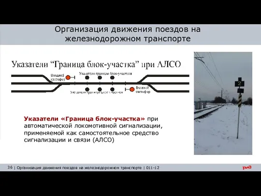 Организация движения поездов на железнодорожном транспорте Указатели «Граница блок-участка» при автоматической локомотивной