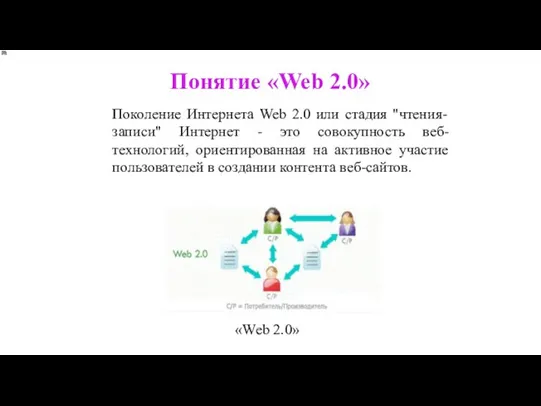 Поколение Интернета Web 2.0 или стадия "чтения-записи" Интернет - это совокупность веб-технологий,