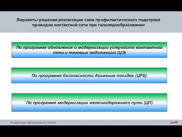 Варианты решения реализации схем профилактического подогрева проводов контактной сети при гололедообразовании 16