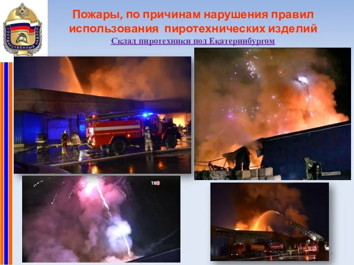 Пожары, по причинам нарушения правил использования пиротехнических изделий Склад пиротехники под Екатеринбургом