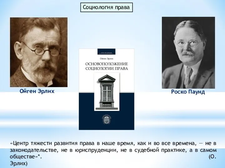 Социология права «Центр тяжести развития права в наше время, как и во