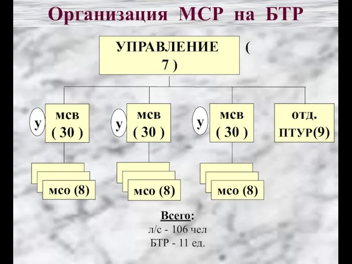 УПРАВЛЕНИЕ ( 7 ) мсв ( 30 ) Организация МСР на БТР