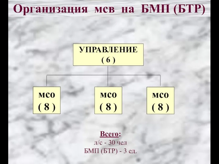 УПРАВЛЕНИЕ ( 6 ) мсо ( 8 ) Организация мсв на БМП