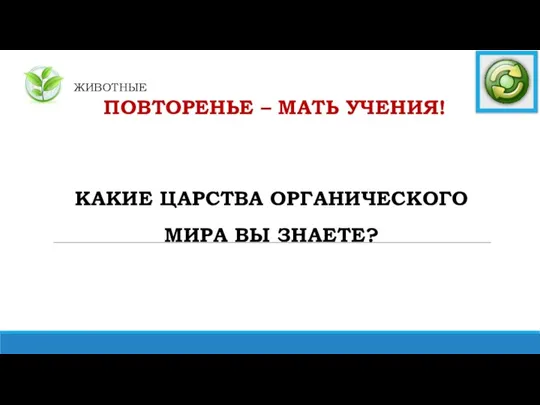 ЖИВОТНЫЕ ПОВТОРЕНЬЕ – МАТЬ УЧЕНИЯ! КАКИЕ ЦАРСТВА ОРГАНИЧЕСКОГО МИРА ВЫ ЗНАЕТЕ?