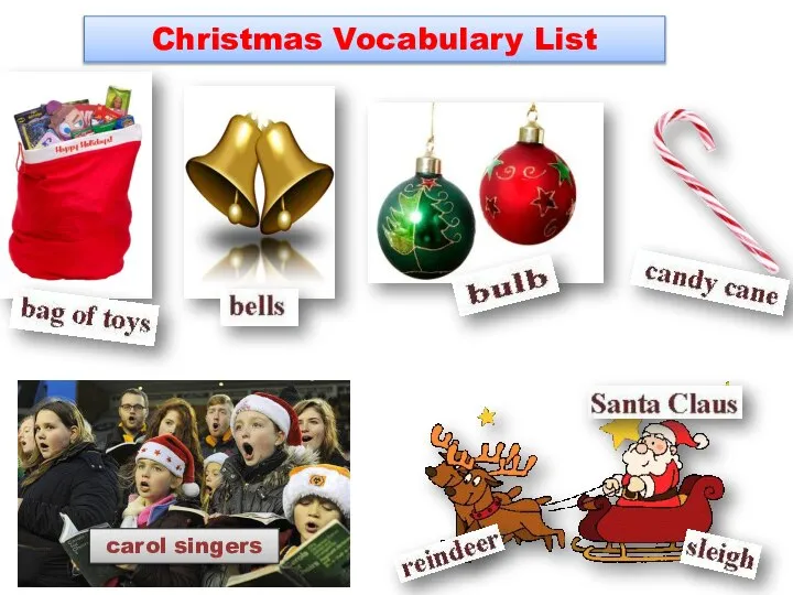 Christmas Vocabulary List carol singers