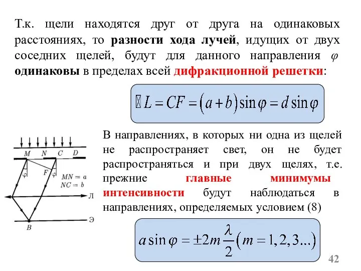 Т.к. щели находятся друг от друга на одинаковых расстояниях, то разности хода