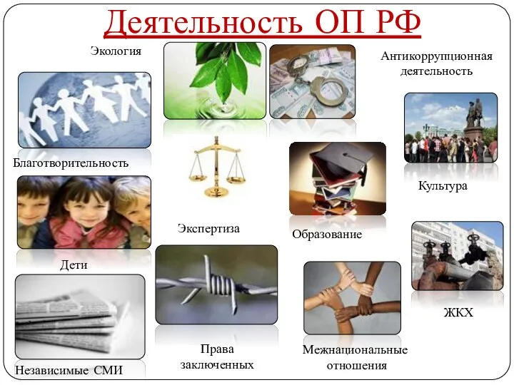 Благотворительность Дети Независимые СМИ Экология Экспертиза Права заключенных Антикоррупционная деятельность Межнациональные отношения