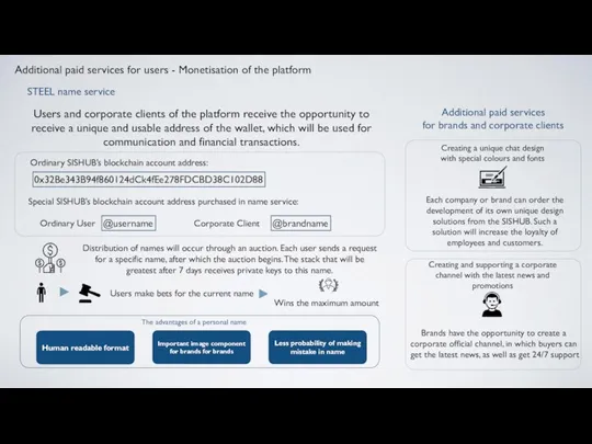 Additional paid services for users - Monetisation of the platform Users and