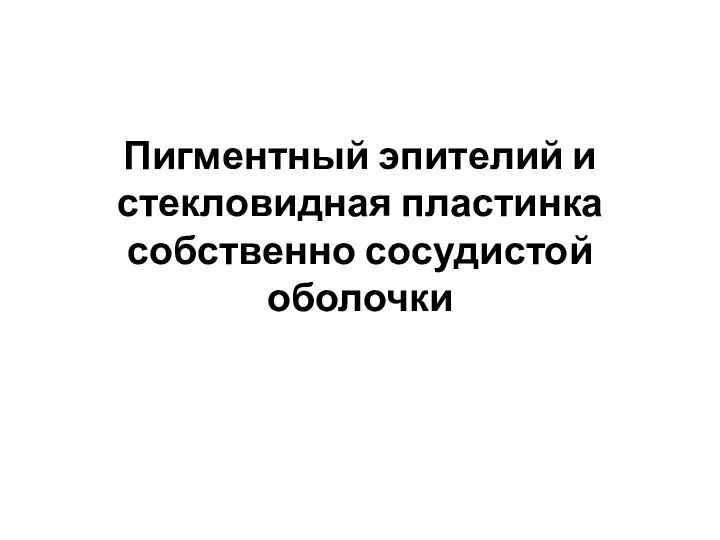 Пигментный эпителий и стекловидная пластинка собственно сосудистой оболочки