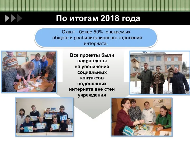 По итогам 2018 года Охват - более 50% опекаемых общего и реабилитационного