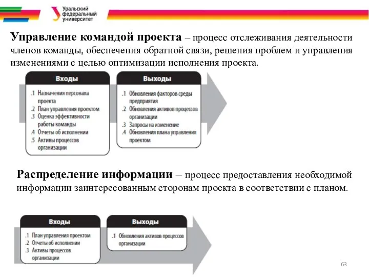 Управление командой проекта – процесс отслеживания деятельности членов команды, обеспечения обратной связи,