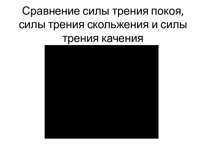 Сравнение силы трения покоя, силы трения скольжения и силы трения качения