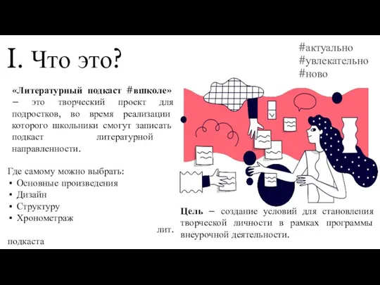 I. Что это? «Литературный подкаст #вшколе» – это творческий проект для подростков,