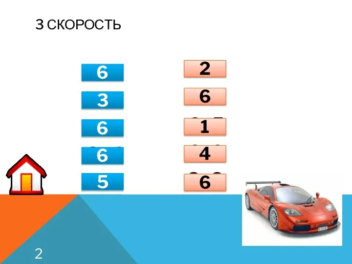 3 СКОРОСТЬ 5+1 6-3 4+2 2+4 6-1 6–4 1+5 6–5 6–2 3+3