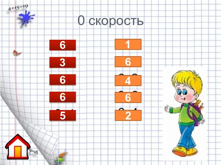 0 скорость 5+1 6–3 4+2 2+4 6–1 6–5 1+5 6–2 3+3 6–4