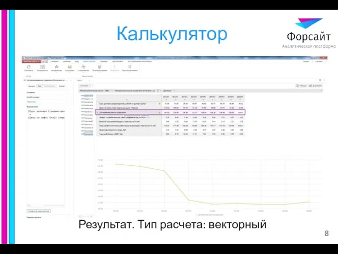 Калькулятор Результат. Тип расчета: векторный