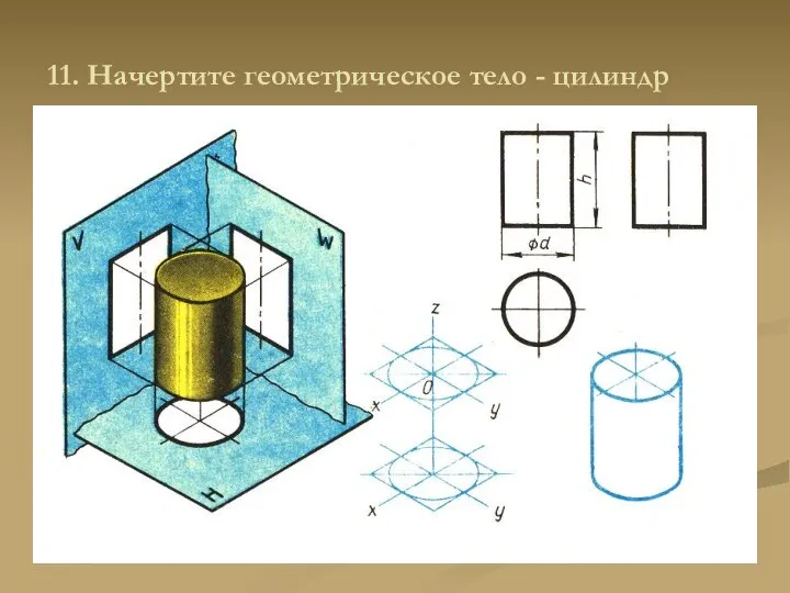 11. Начертите геометрическое тело - цилиндр