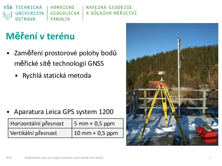 Měření v terénu Zaměření prostorové polohy bodů měřické sítě technologií GNSS Rychlá