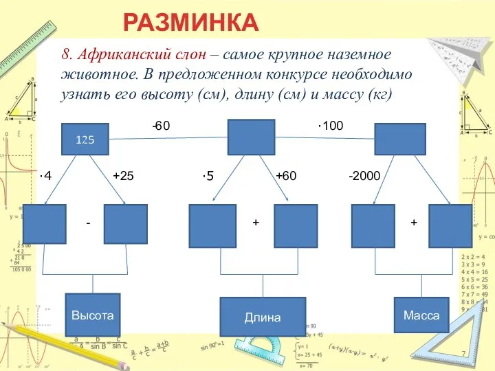 8. Африканский слон – самое крупное наземное животное. В предложенном конкурсе необходимо