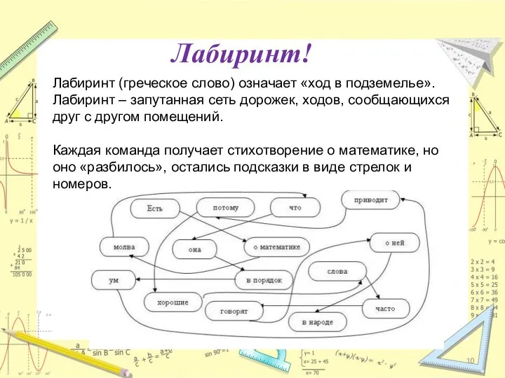 Лабиринт! Лабиринт (греческое слово) означает «ход в подземелье». Лабиринт – запутанная сеть