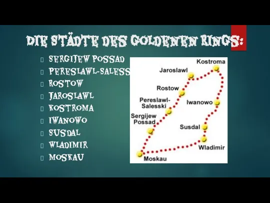 Die Städte des Goldenen Rings: Sergijew Possad Pereslawl-Salesski Rostow Jaroslawl Kostroma Iwanowo Susdal Wladimir Moskau