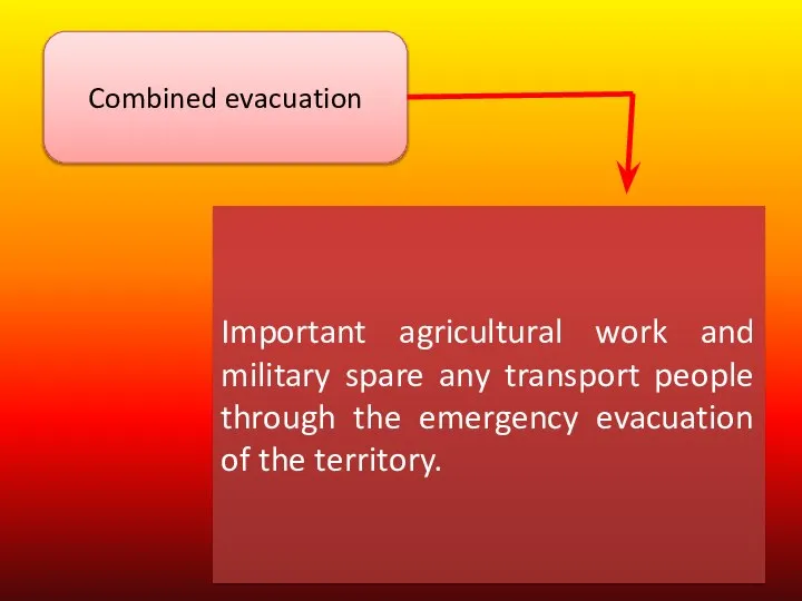 Combined evacuation Important agricultural work and military spare any transport people through