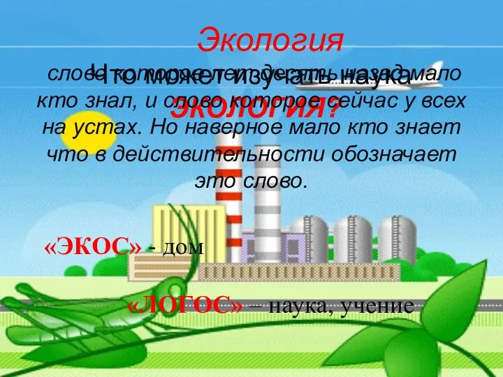 Что может изучать наука ЭКОЛОГИЯ? Экология слово которое лет десять назад мало