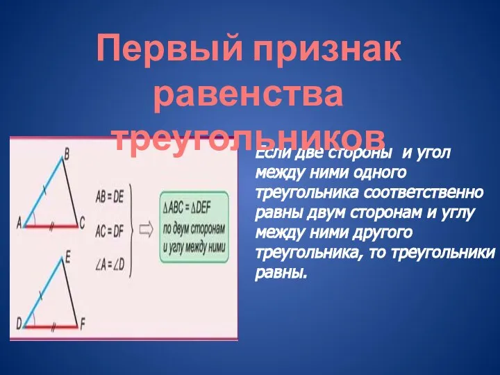 Если две стороны и угол между ними одного треугольника соответственно равны двум