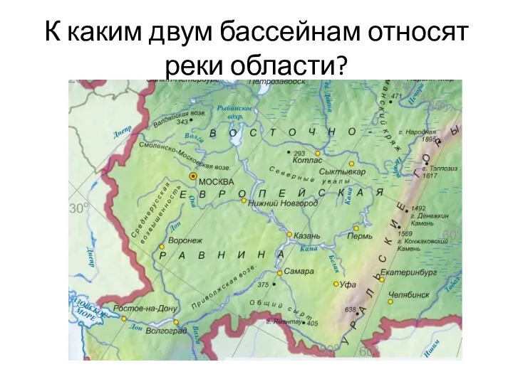 К каким двум бассейнам относят реки области?